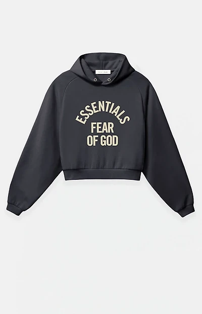 Fear of God ESSENTIALS Women's Faded Black Campus '90s Cropped Hoodie