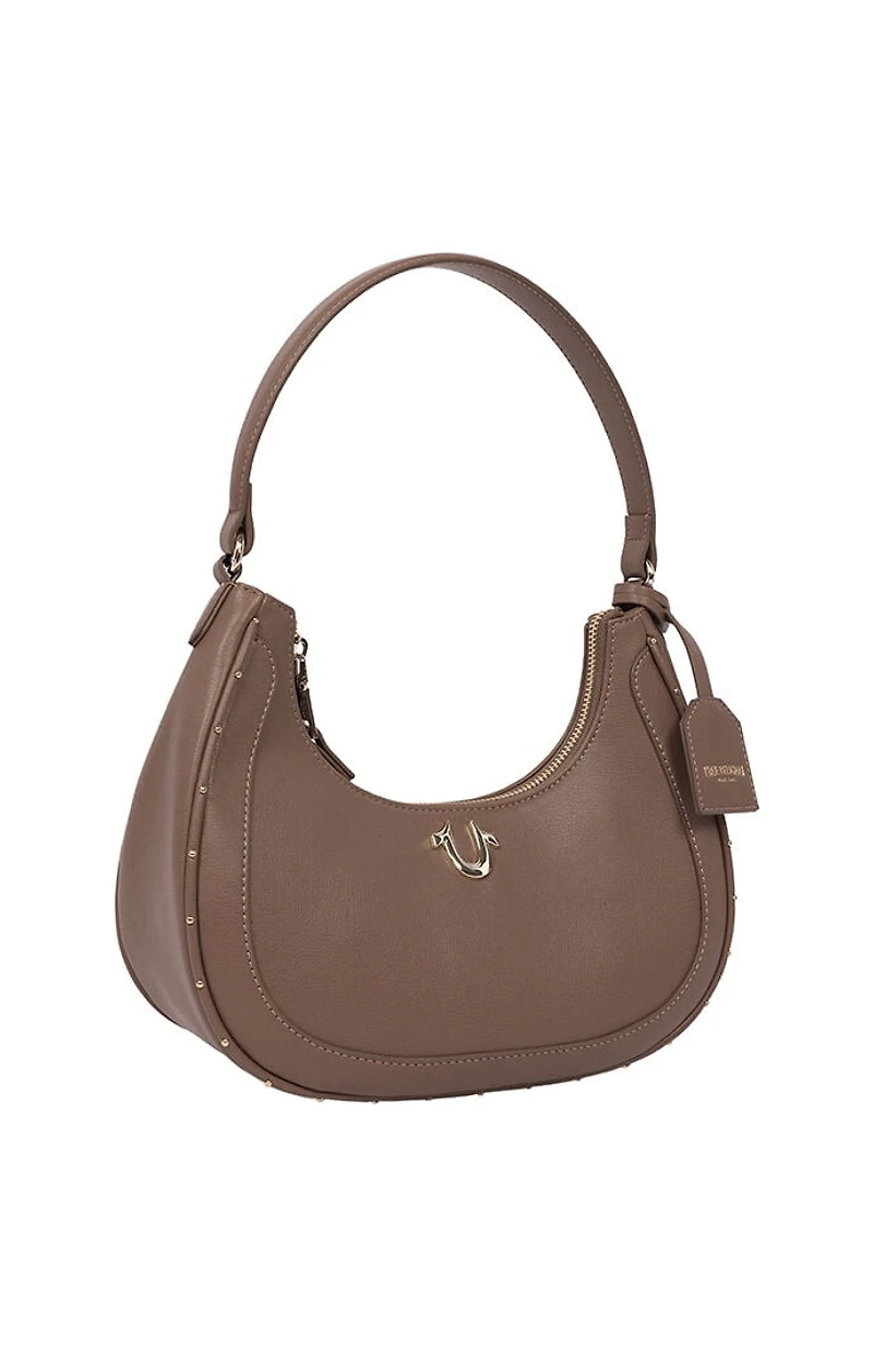 True Religion Top Zip Crescent Hobo Bag