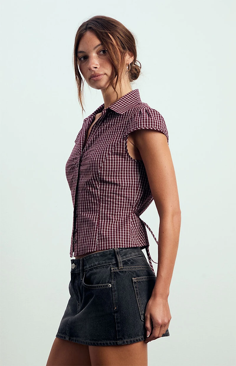 Beverly and Beck Georgie Short Sleeve Button Up Top