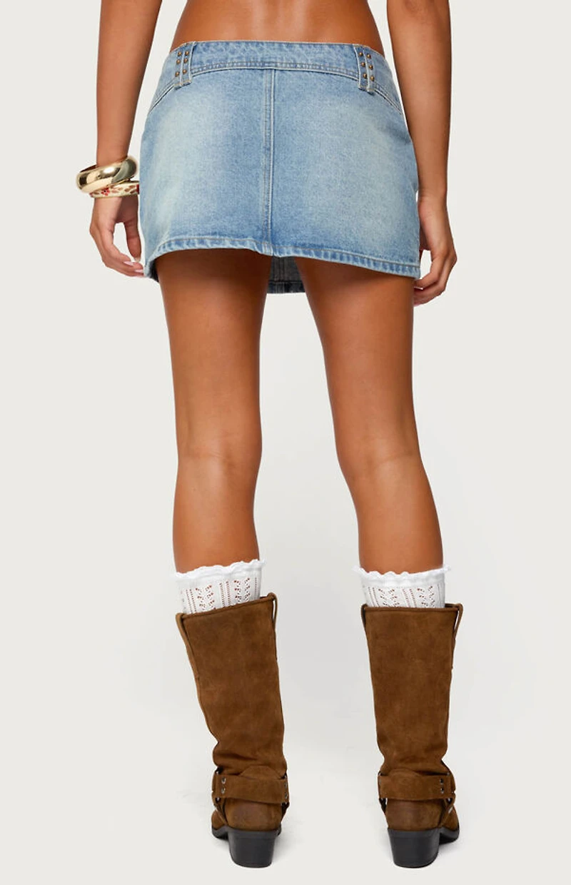 Edikted Tory Western Denim Mini Skirt