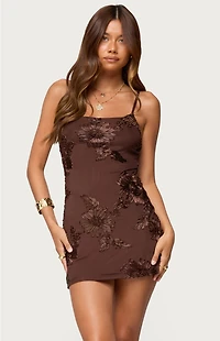 Edikted Caya Embroidered Floral Mini Dress