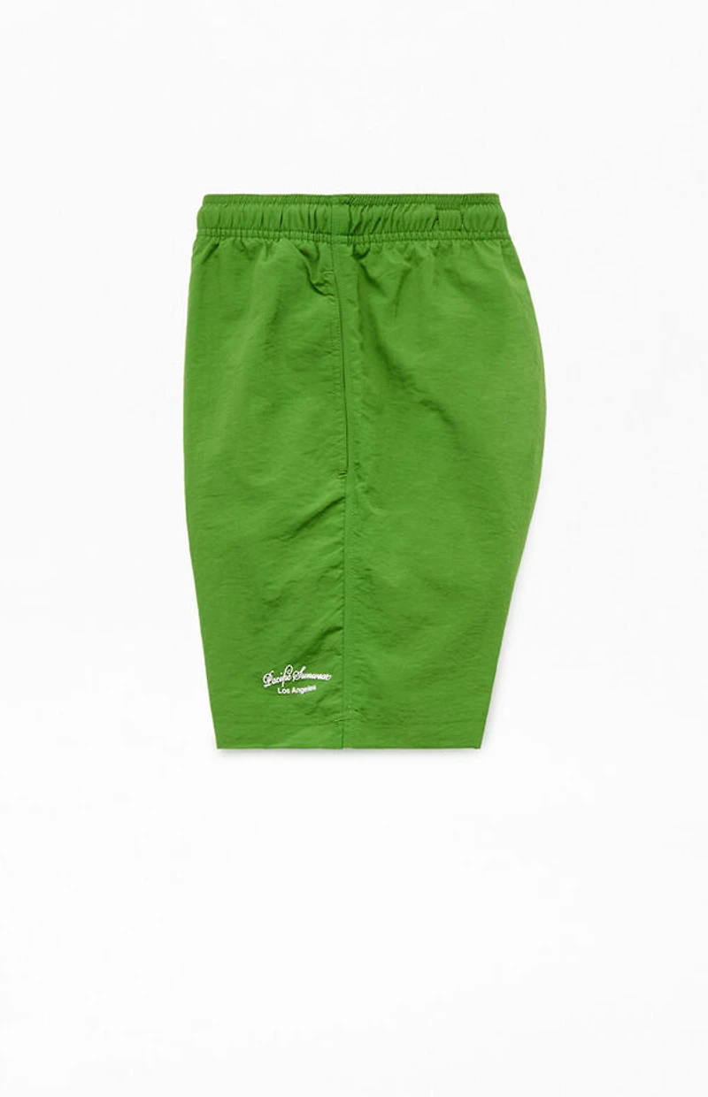 Pacsun Green Solid Collegiate 6.5" Swim Trunks