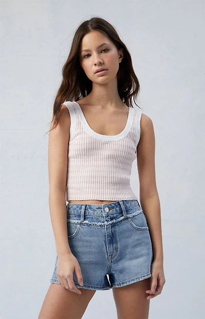 Pacsun Eco Light Indigo Frayed High Waisted Denim Festival Shorts