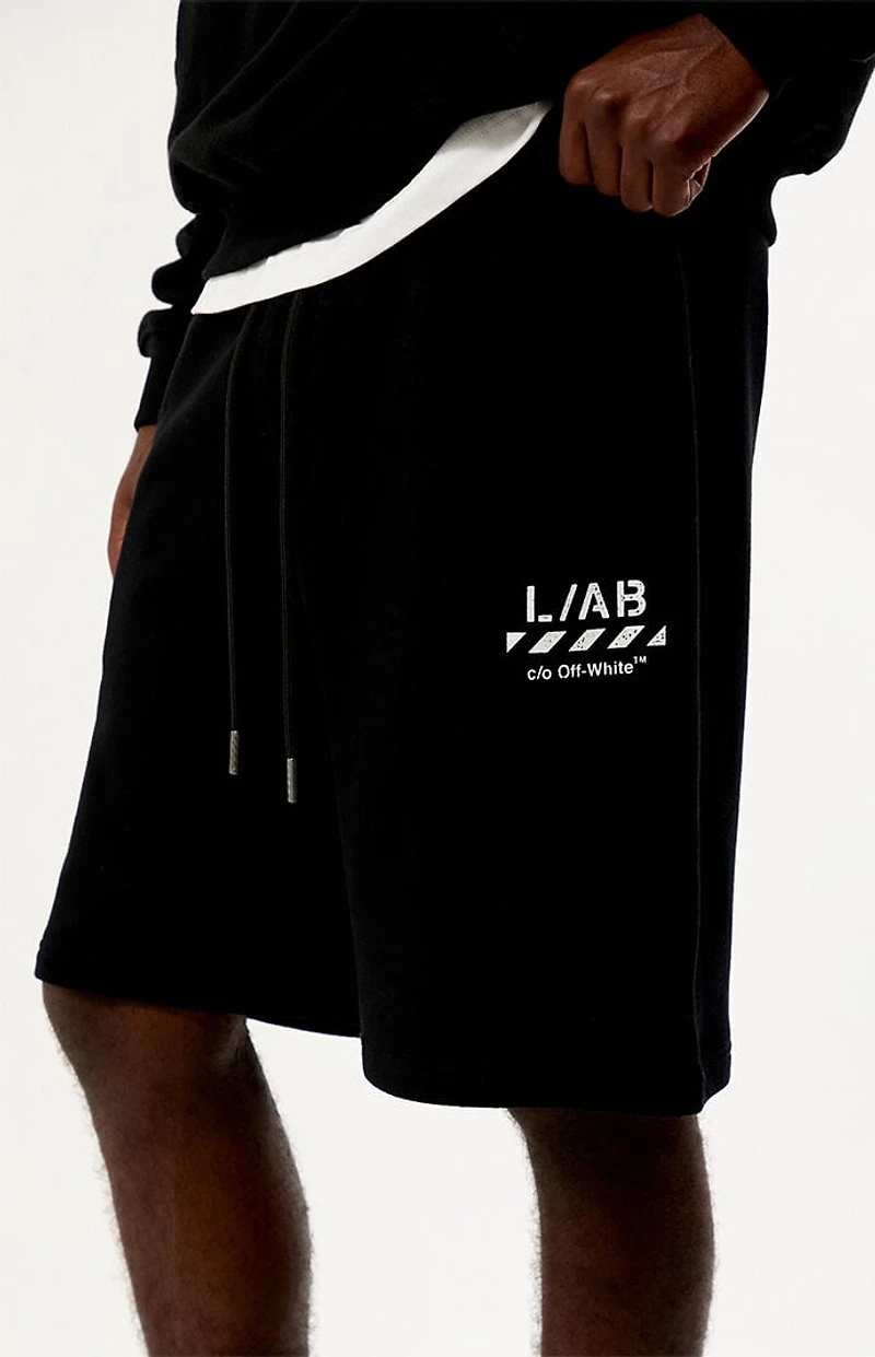 L/AB c/o Off-White Diagonal Open Hem Jogger Sweat Shorts