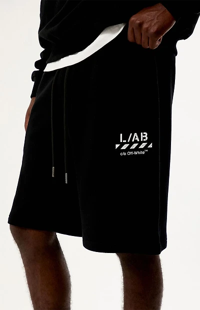 L/AB c/o Off-White Diagonal Open Hem Jogger Sweat Shorts