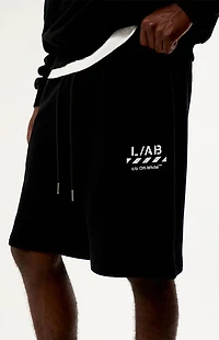 L/AB c/o Off-White Diagonal Open Hem Jogger Sweat Shorts