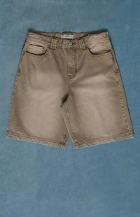 Pacsun Parker Baggy Denim Shorts Tan Washed