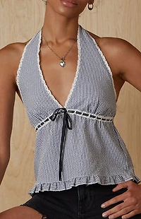 Your Favorite Noelle Pinstripe Halter Top