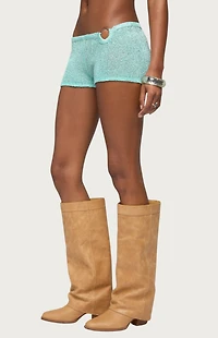 Edikted Sarina Sequin Knit Micro Shorts