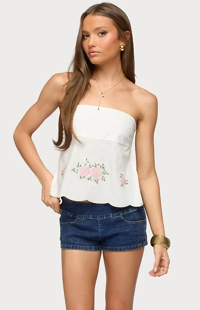 Edikted Shiri Floral Embroidered Backless Top
