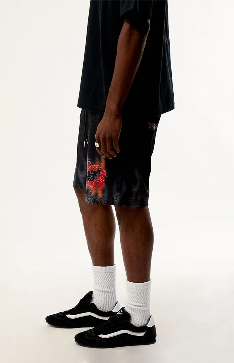 Von Dutch Skull Flame Mesh Shorts