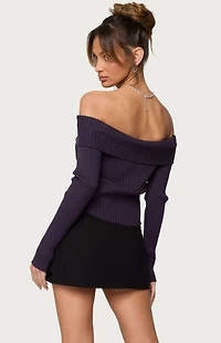 Edikted Lauren Knit Fold Over Top