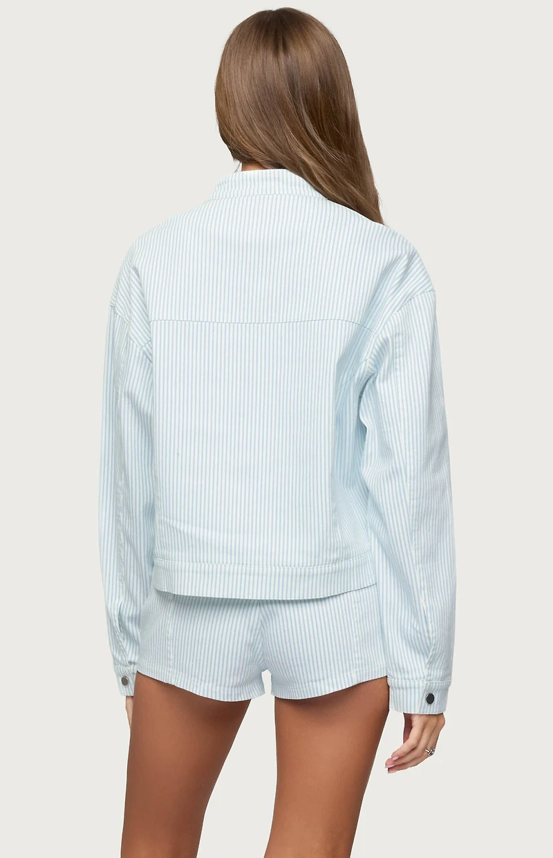 Edikted Myah Pinstripe Moto Jacket