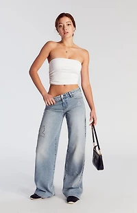 Pacsun Casey Low Rise Baggy Jeans Rhinestone Butterfly