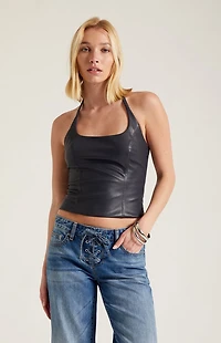 Third Charm Kaye Faux Leather Halter Corset