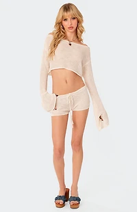 Edikted Low Rise Tassel Tie Knit Shorts