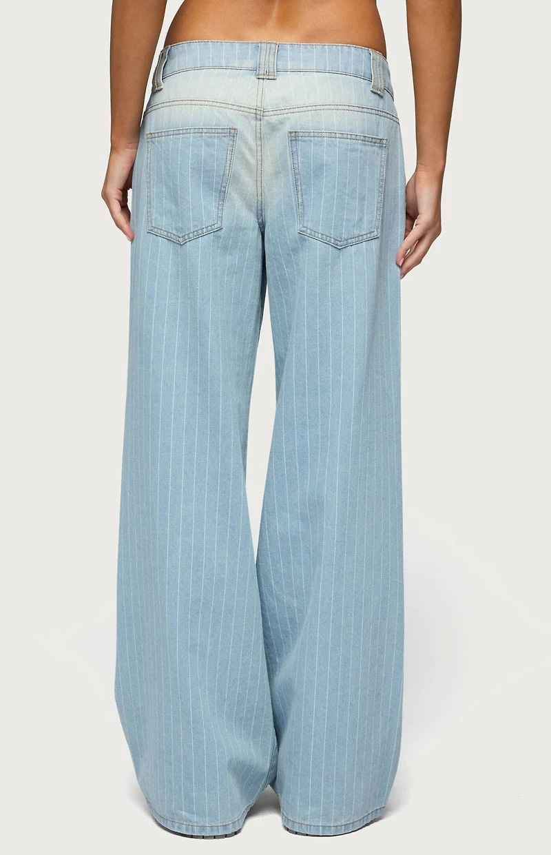 Edikted Cory Striped Low Rise Baggy Jeans