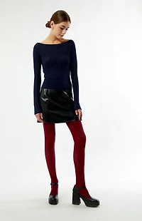 Pacsun Burgundy Solid Color Tights