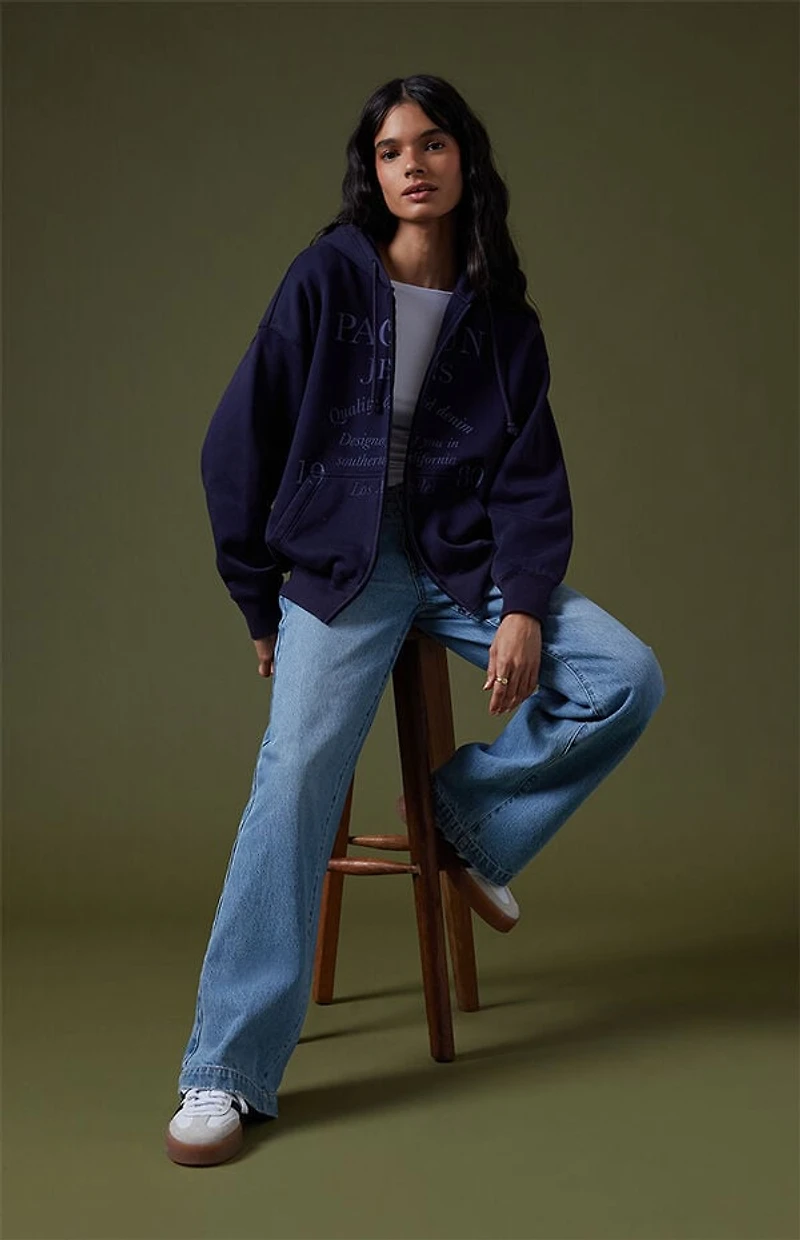 Pacsun Pac Jeans Vintage Wash Zip Up Hoodie