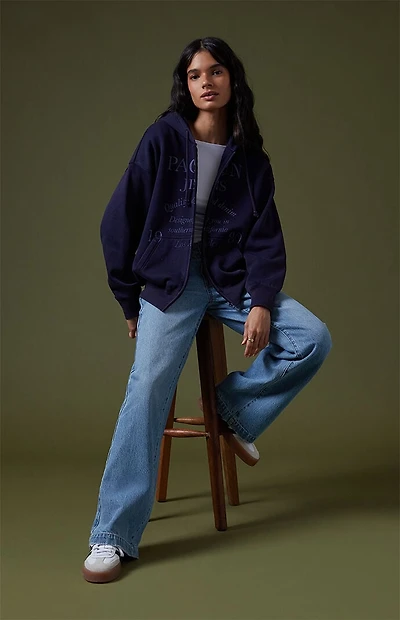 Pacsun Pac Jeans Vintage Wash Zip Up Hoodie