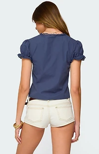 Edikted Cotton Lacey Tie Front Top