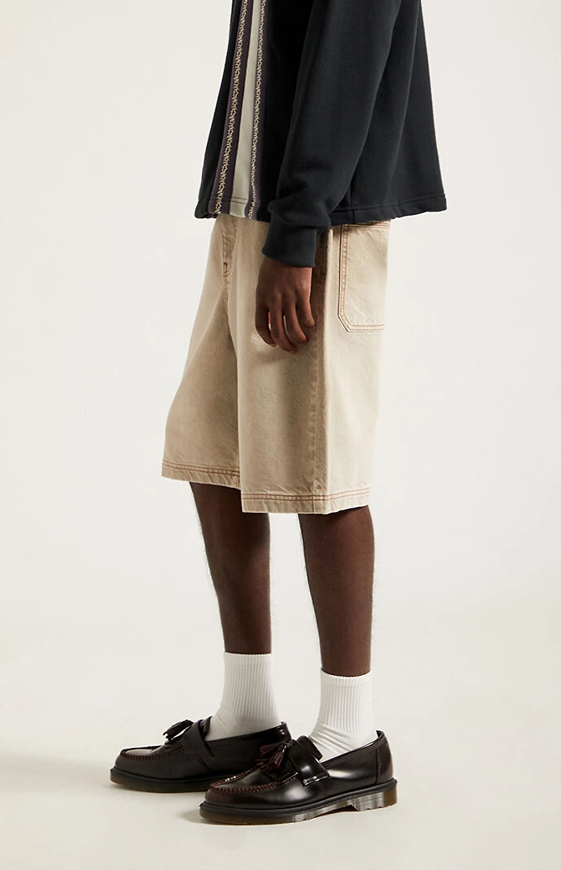 Pacsun Parker Baggy Denim Shorts Tan Washed