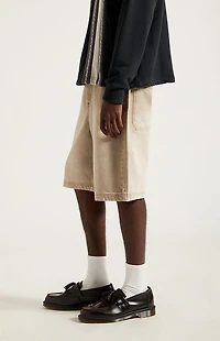 Pacsun Parker Baggy Denim Shorts Tan Washed