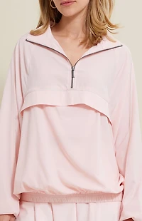 PAC 1980 Active Pink Half Zip Windbreaker Track Jacket