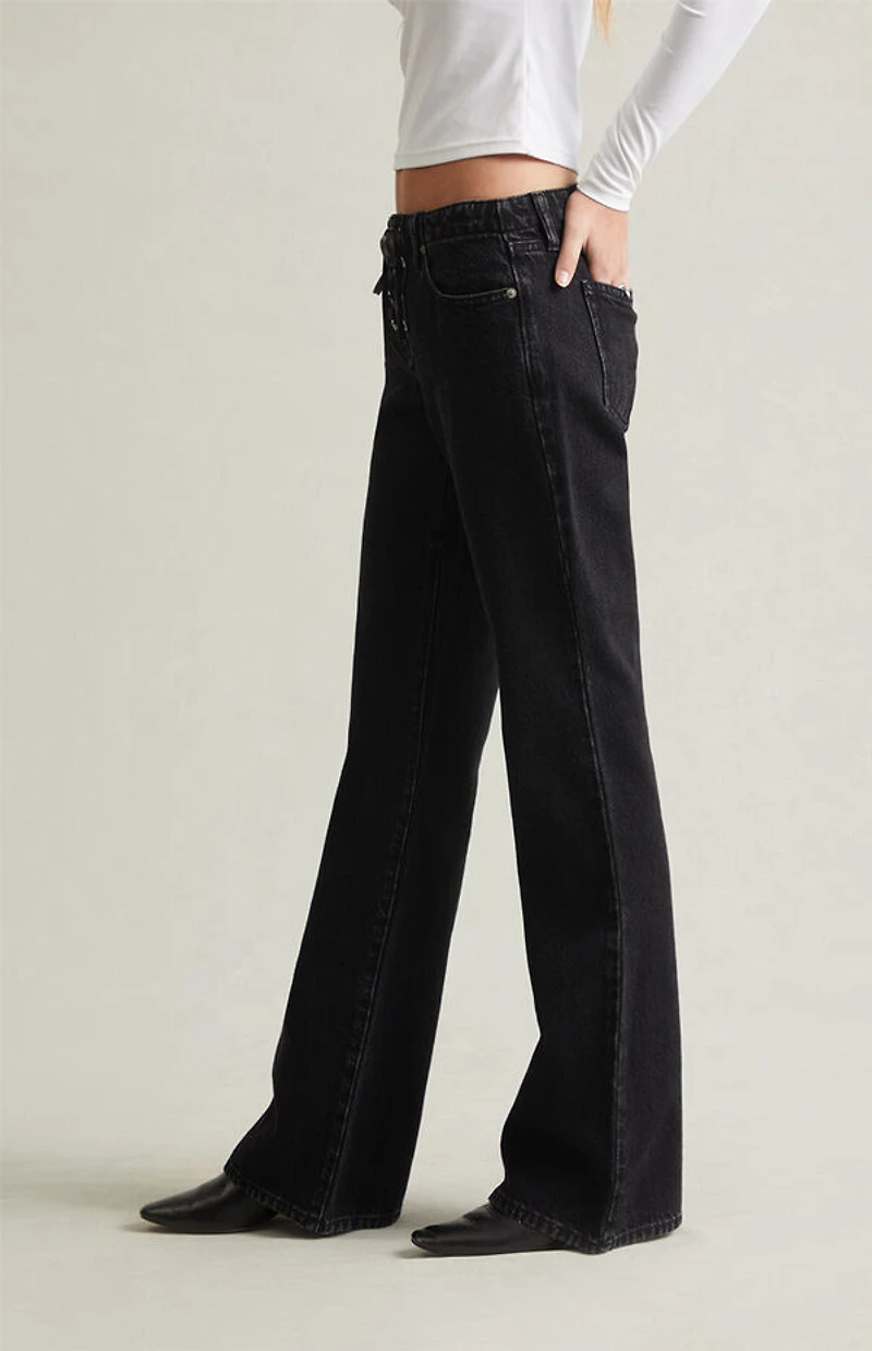 Pacsun Jade Low Rise Bootcut Jeans Lace-Up Black