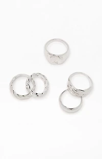 LA Hearts 5 Pack Textured Chunky Rings