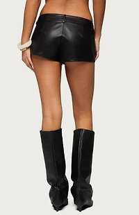 Edikted Melaney Faux Leather Micro Shorts