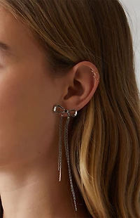 LA Hearts Silver Dangle Bow Earrings