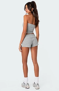 Edikted Lizzy Foldover Waffle Shorts