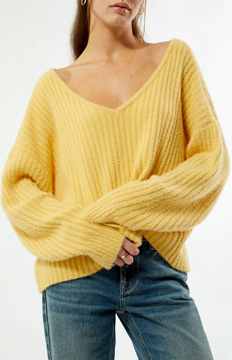 Beverly and Beck Ginger V-Neck Fuzzy Sweater