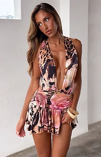 Tiger Mist Halter Scarf Mini Dress