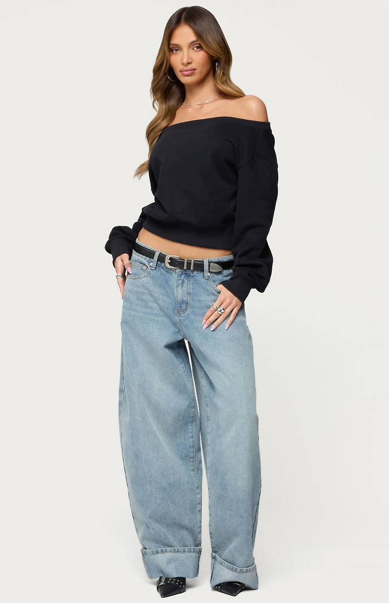 Edikted Christy Off Shoulder Sweatshirt