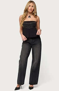 Edikted Alease Stud & Grommet Strapless Top