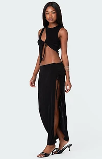 Edikted Goldie Slitted Drawstring Maxi Skirt