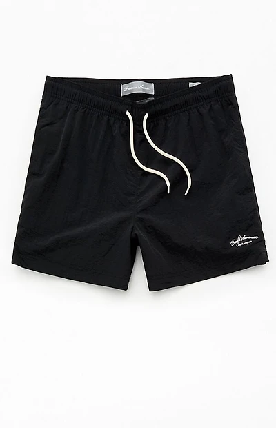 Pacsun Jet Black Collegiate 4.5" Swim Trunks
