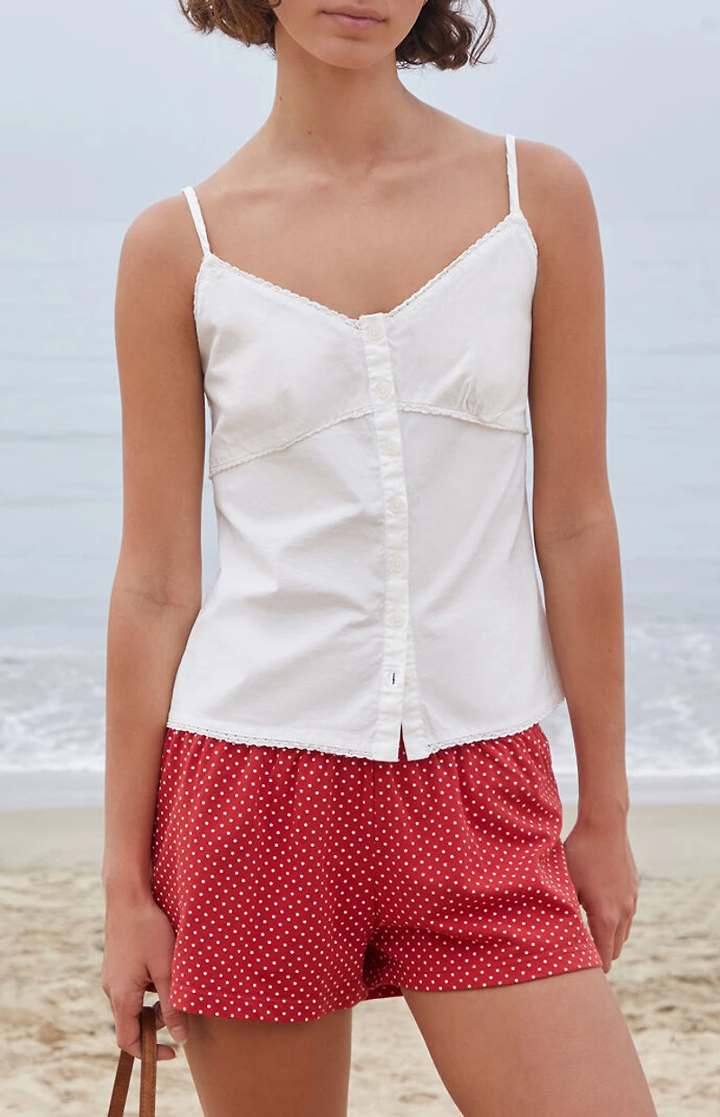 John Galt White Button Up Tank Top