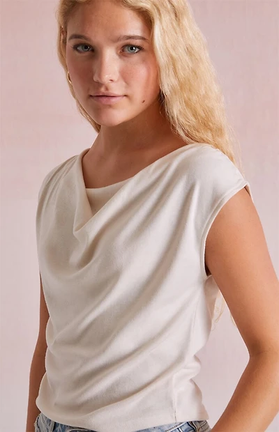 Beverly and Beck Draped Cowl Neck Top