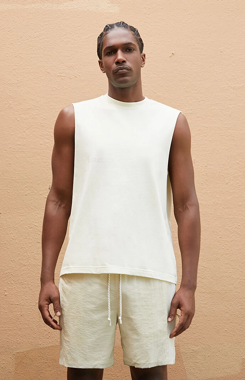 A.R.C. Off White Vintage Wash Cut Muscle T-Shirt