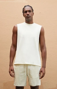 A.R.C. Off White Vintage Wash Cut Muscle T-Shirt