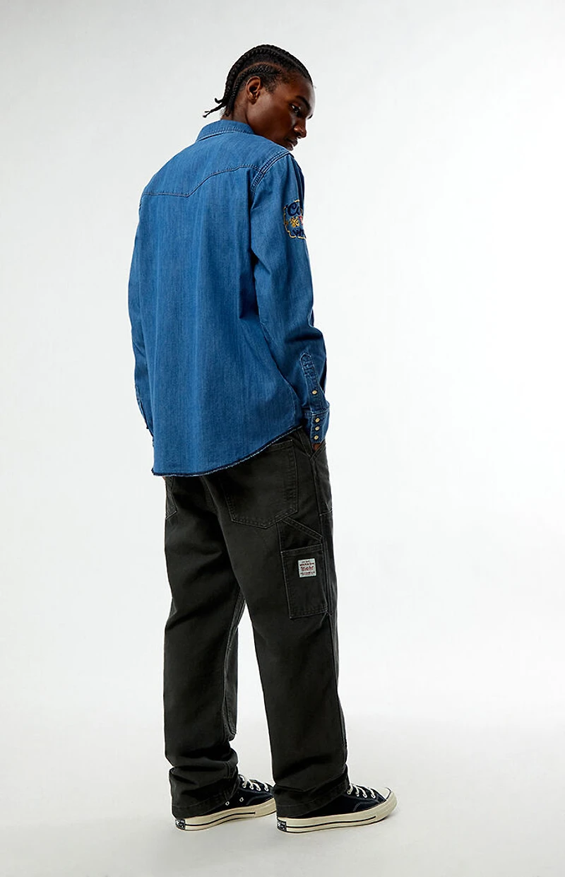 Levi's 568 Dark Green Loose Straight Double Knee Carpenter Jeans