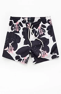 Pacsun Black Floral Eco 4.5" Swim Trunks