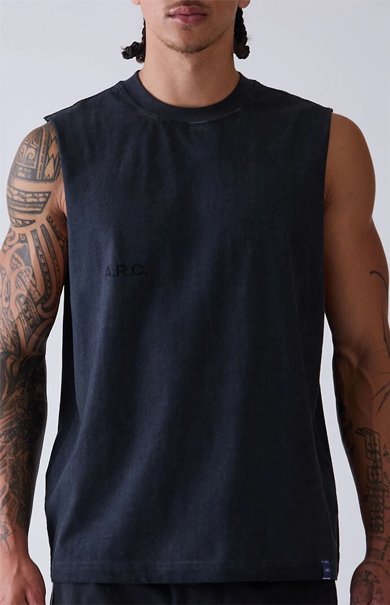A.R.C. Washed Black Vintage Wash Cut Off Muscle T-Shirt