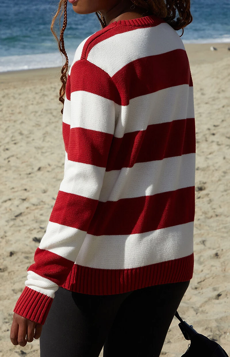 John Galt Red & White Striped Martha Sweater