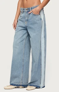 Edikted Cailin Contrast Panel Low Rise Baggy Jeans