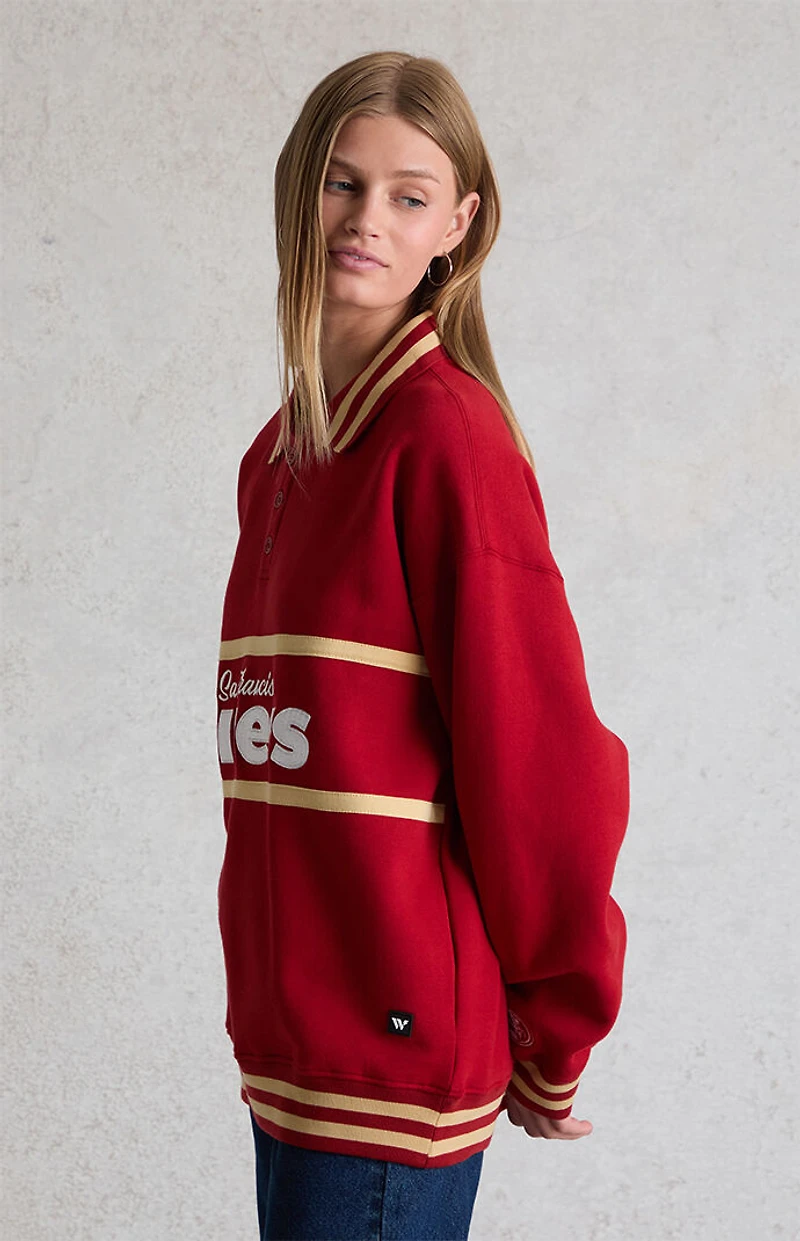 WILD COLLECTIVE x NFL SF 49ers Long Sleeve Polo Sweatshirt