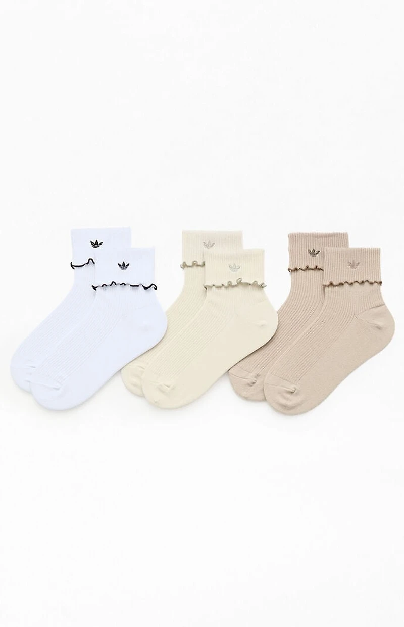 adidas 3-Pack Originals Natural Cuffed Ruffle Socks